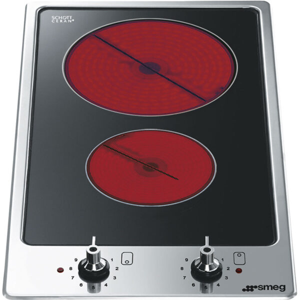 SMEG PGF32C ELECTRIC GLASS HOB 30CM S/STEEL TRIM Masons