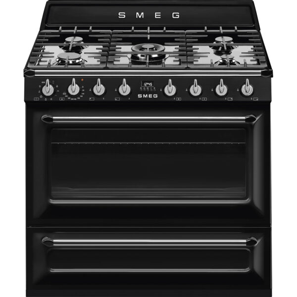 SMEG TR90BL9 COOKER BLACK 90CM 5 BURNER VICTORIAN Masons