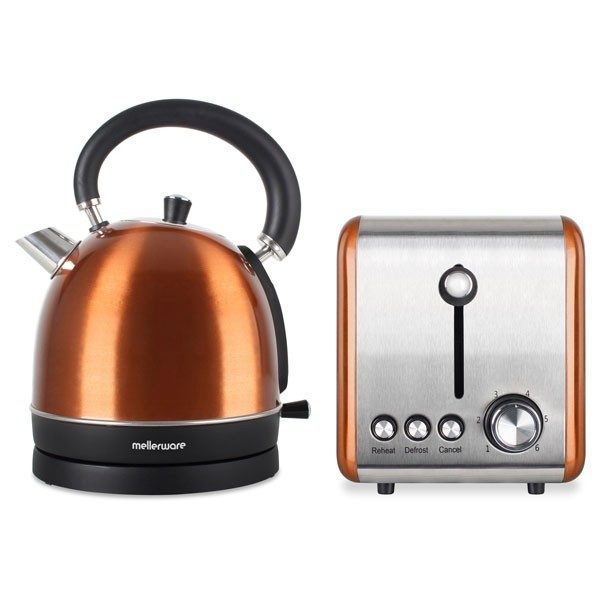 MELLERWARE 46042CO 2PCE S/S KETTLE & TOASTER COPPER Masons