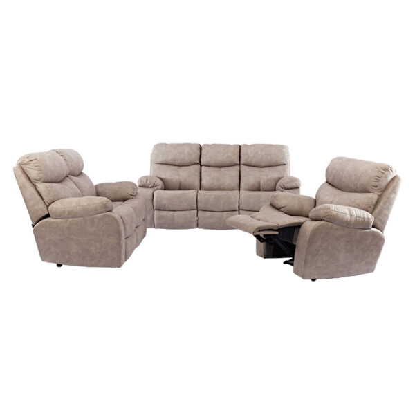 3 PCE NEVADA LOUNGE SUITE WITH 3 RECLINERS IN LEATHER UPPERS Masons