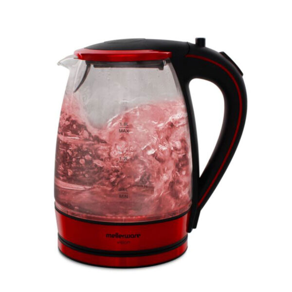 MELLERWARE 22300RDB RED GLASS KETTLE 1.8LT Masons