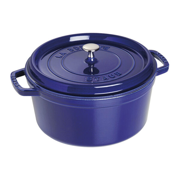 STAUB STB1102891 6.7L Round Cast Iron Casserole, Dark Blue