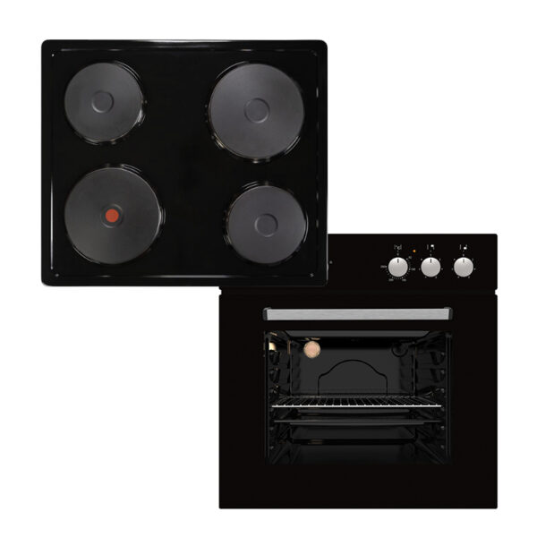 FALCO CM6401/XFS6040 60CM COMBI OVEN & SOLID PLATE HOB BLK