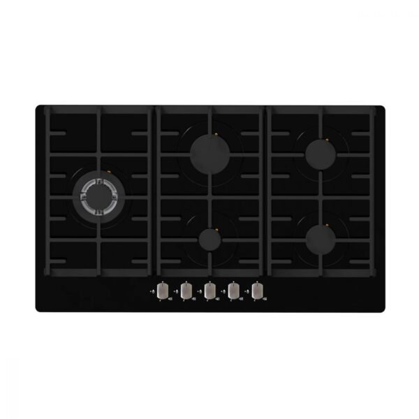 Falco FAL-BGH-90 Gas Hob 5 Burner Black Glass