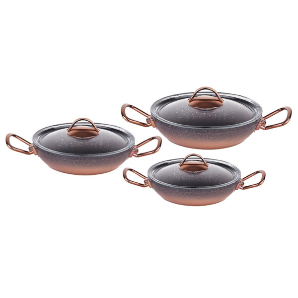 OMS 3032BRONZE 6PCS NON STICK GRANITE EGG PAN SET