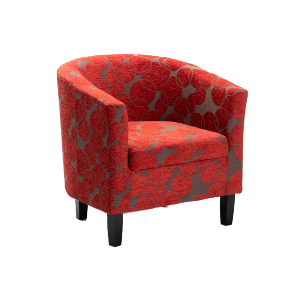 ZARA OCCASSIONAL CHAIR RED/GREY VELVET FABRIC Masons