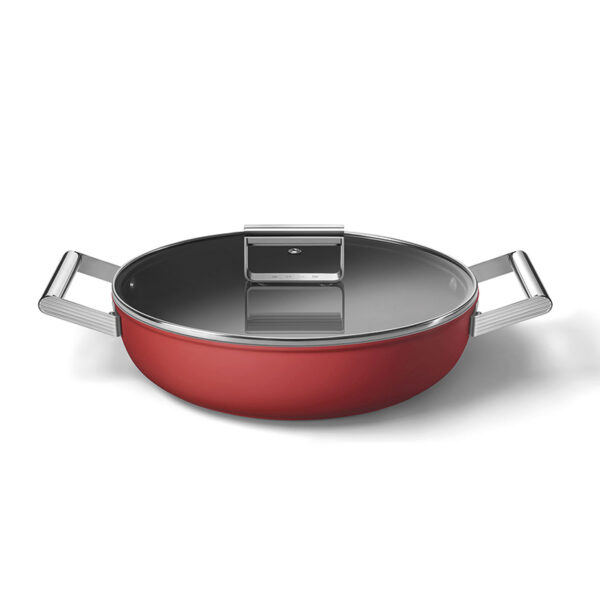 SMEG CKFD2811RDM 28CM DEEP PAN WITH LID RED Masons