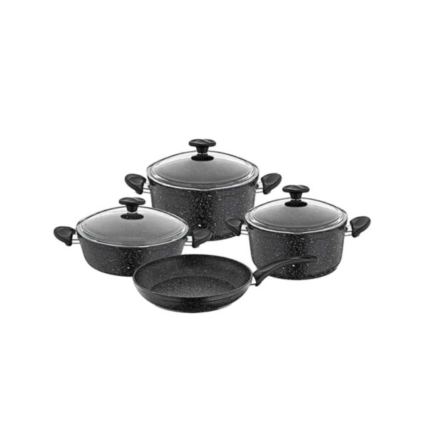 OMS 3105BLACK 7PCE GRANITE STYLE POT SET