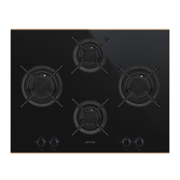 SMEG PV664LCNR DOLCE 4 BURNER GAS HOB BLK GLASS/C