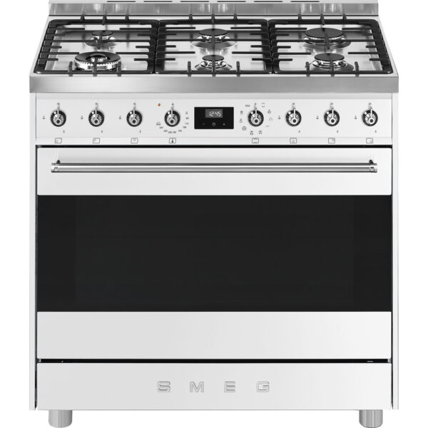 SMEG C9MABSSA9 COOKER WHITE 90CM 6 BURNER Masons